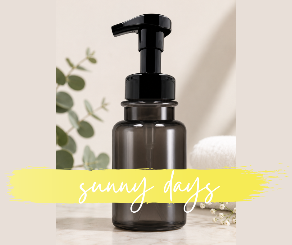 Sunny Days foaming hand soap fresh lemon scent in a grey pump bottle